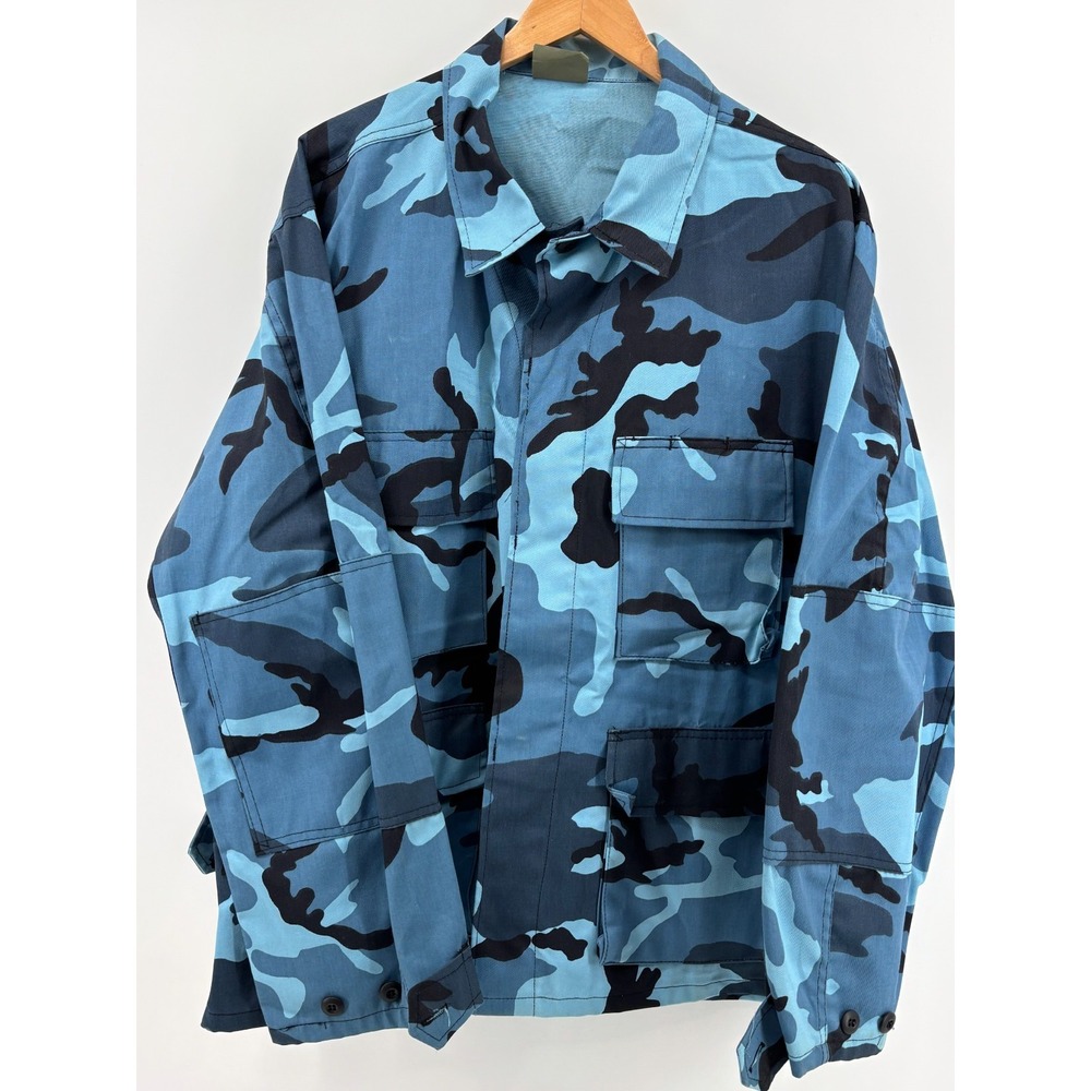 Rothco‎ BDU Military Division Jacket Mens Blue Camo XL Regular Vintage USA Made